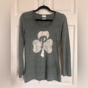 Philadelphia Phillies 5th & Ocean Heather Green Long Sleeve with Shamrock